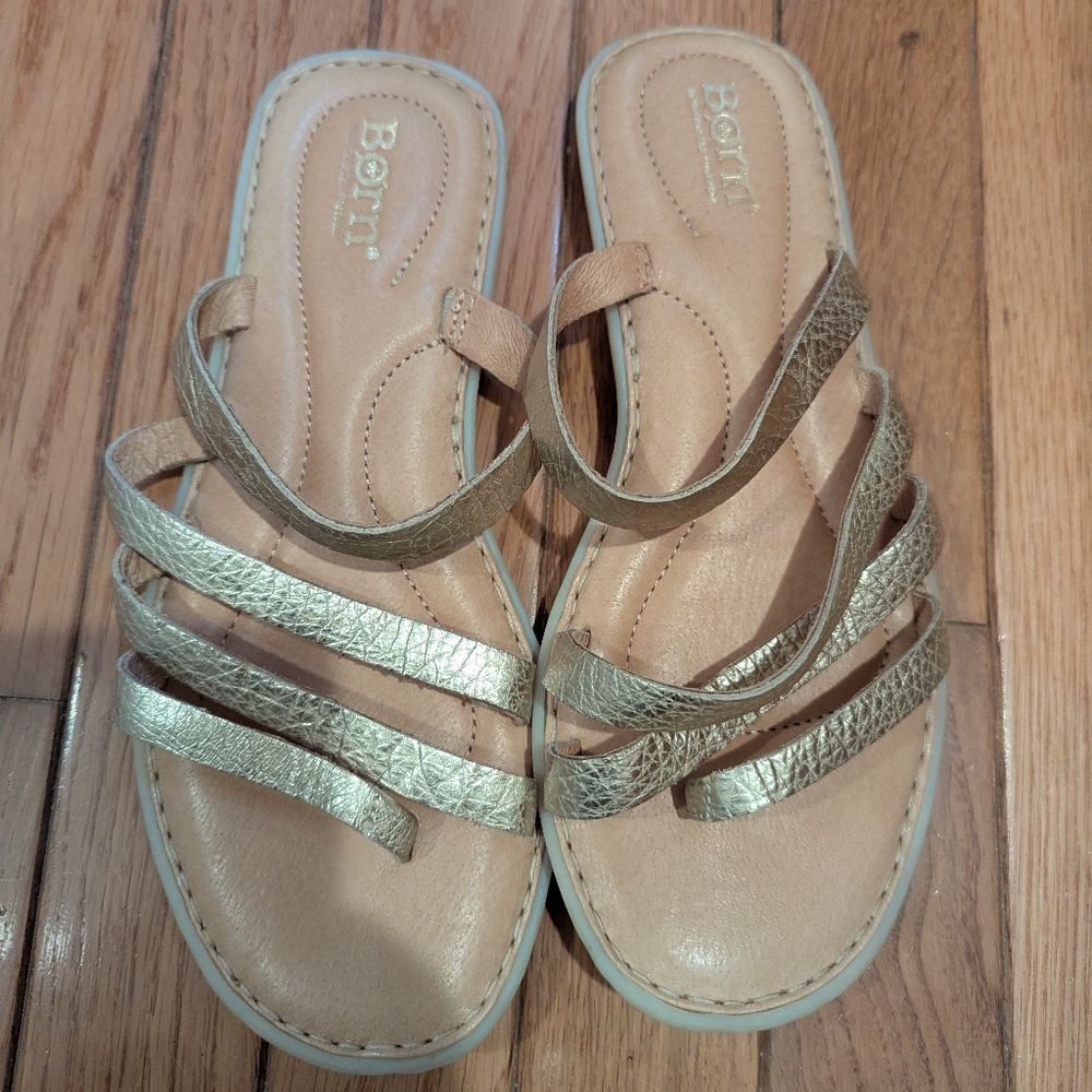 Born Women's Tan and Gold Strappy Sandals